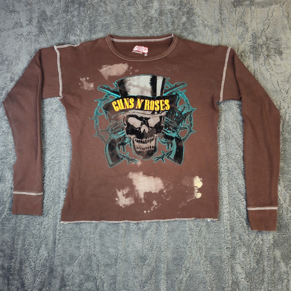 Guns N Roses Shirt Womens Small Long Sleeve Skull Graphic Embroidered Swag Rock